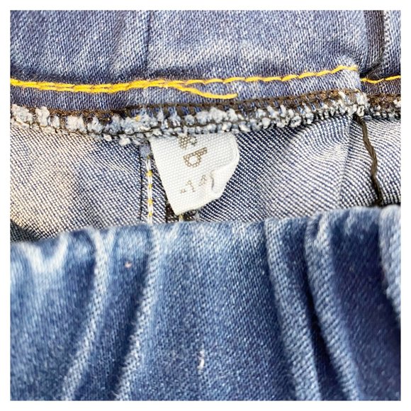 Girls Pull On Denim Jeans Flare Leg Raw Hem No Size Tag Lightweight Chambray Fee - Picture 5 of 5